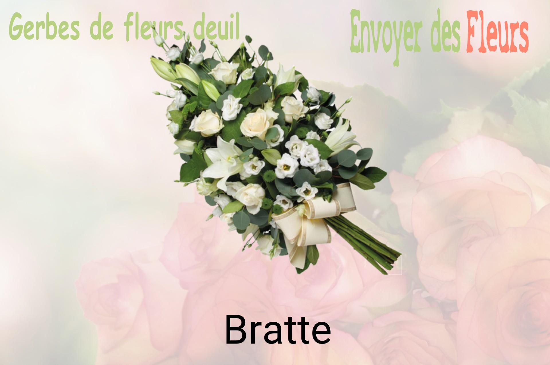 Gerbe de fleurs de deuil livrée à Bratte